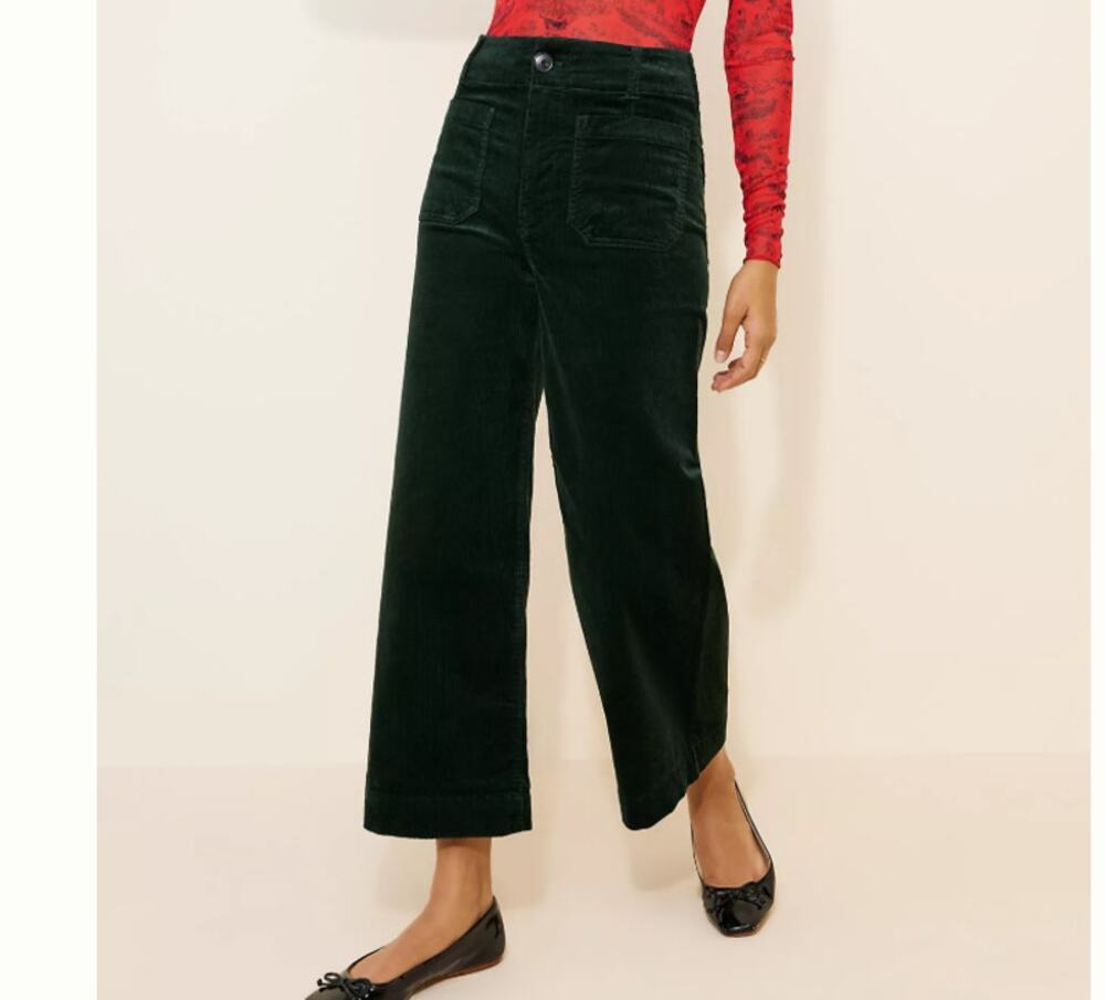 Maeve Colette Green Corduroy Wide Leg Pants (Size 29)